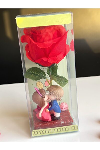 QUEEN AKSESUAR Sevgililer Günü Özel Hediye Sevimli Kız Erkek Öpüşen Aşıklar Büyük Kırmızı Yapay Gül Dekorasyon