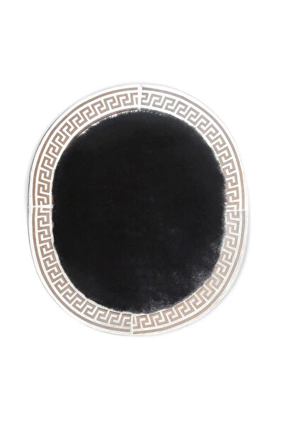 Dericibey Gold Varaklı Siyah Peluş Yuvarlak Halı