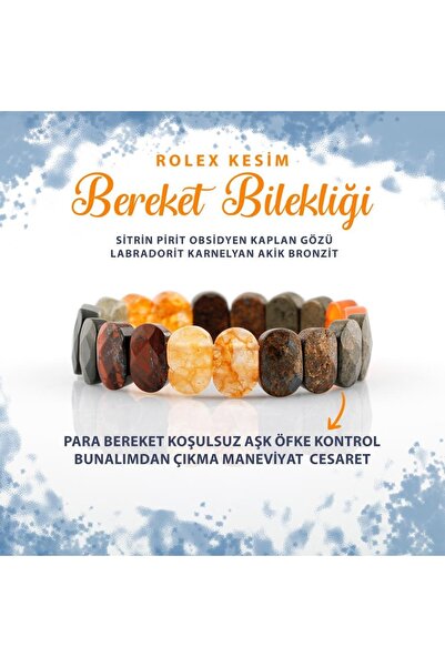 Deniz Doğal Taş Certified Cornucopia Natural Stone Roleks Bracelet Citrine Pyrite Tiger Eye Labradorite Agate Bronzite B007