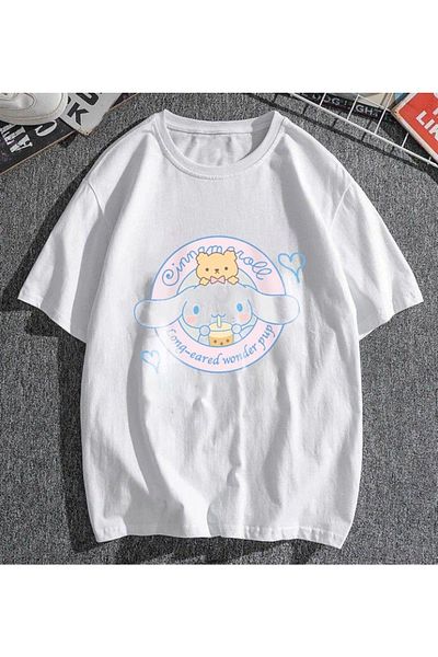 Touz Tricou supradimensionat unisex Votinity Cinnamoroll & Bear White