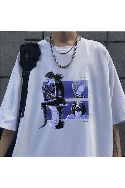 Touz Votinity Death Note Collage Λευκό μπλουζάκι Unisex Oversize
