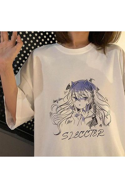 Touz Hakatumoda Girl Selector - Tricou alb unisex oversize