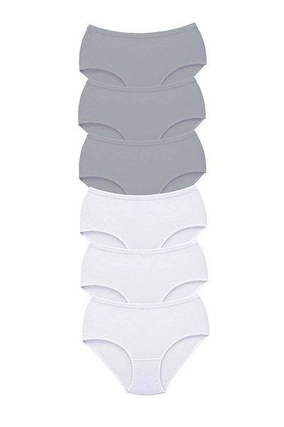 Tutku Pack of 6 Women's White And Gray High Waist Bato Thick Rubber Panties