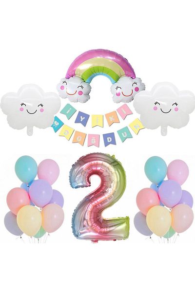 Patladı Gitti Σετ γιορτής γενεθλίων Rainbow Cloud Concept Age 2