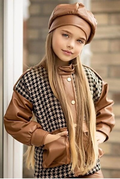 Tarz Çocuk سترة جلدية بنمط المخل مع طماق جلدية مكونة من أربع قطع على طراز الفتاة