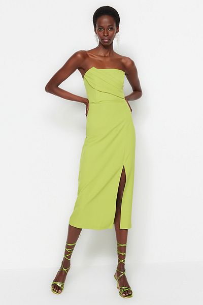 Trendyol Collection Πράσινο υφαντό κομψό βραδινό φόρεμα Νυχτερινό φόρεμα αποφοίτησης TPRSS23EL00280