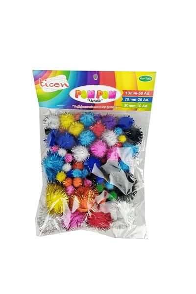 Ticon Pompon Metallic Mixed (10-20-30mm) 85 Τεμάχια 1 Συσκευασία
