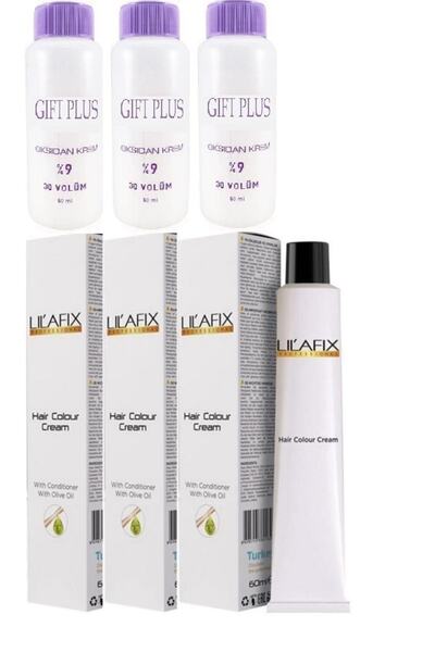 Lilafix 3 Adet Gift Plus Oksidan Krem 60 ml+ 3 Adet 5/1 Küllü Açık Kahve Boya...