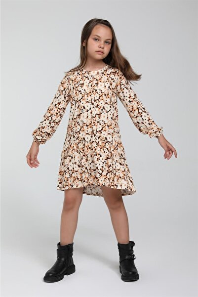 Escabel Rochie lungă pentru copii, cu flori în față, scurtă în spate