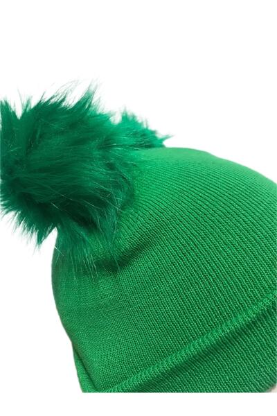 BTL STORE Kids Youth/Adult Beanie with Double Pompom - Benetton Green