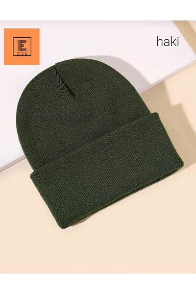 EMKA GİYİM Unisex Winter Double Layer Beret Khaki