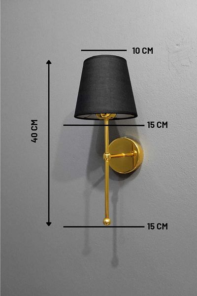 BSA LIGHTING Pars Single Gold Sconce (Black Lampshade)