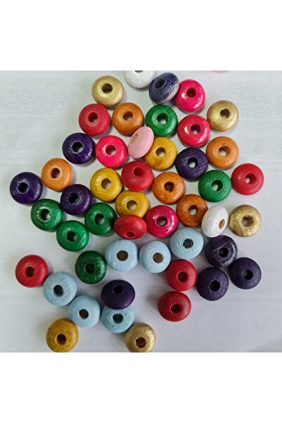 ÜNSALAN HOBİ خرز برجر خشبي مختلط الألوان 25 قطعة قطر 8 مم