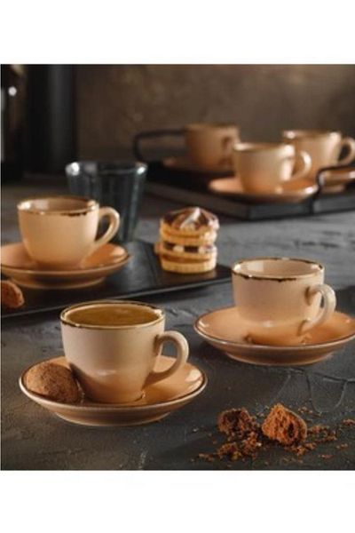 Kütahya Porselen Lima Pearl Turkish Coffee Cup Set of 6 Yavruağzı