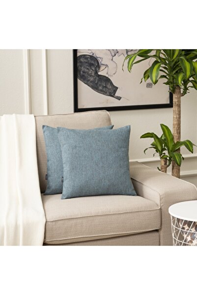 TOSHE Turquoise Single Linen Woven Throw Pillow Cover, Decorative Throw Pillow