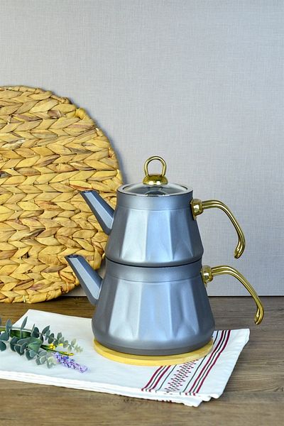Şener Paçi Kitchenware Granite Teapot Set with Metal Handle