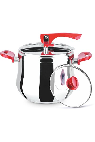 Lines Special 8 Lt Paslanmaz Çelik Güveç Düdüklü Tencere Cam Kapak Hediyeli