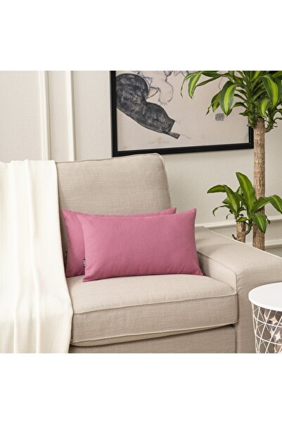 TOSHE Pink Single Linen Woven Throw Pillow Cover, Decorative Throw Pillow