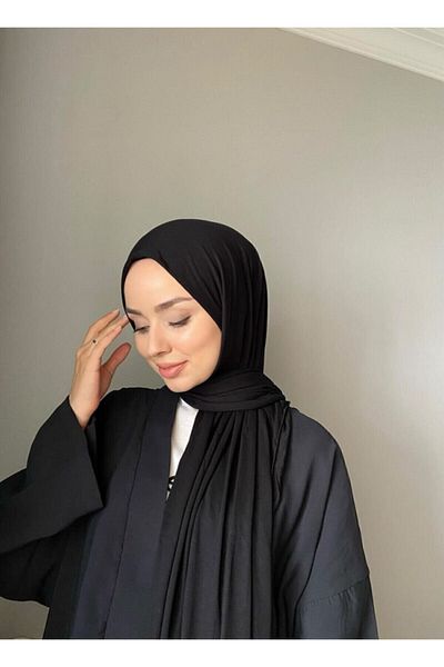 Nilbutik Hijab Combed Cotton Shawl Hijab Model Black