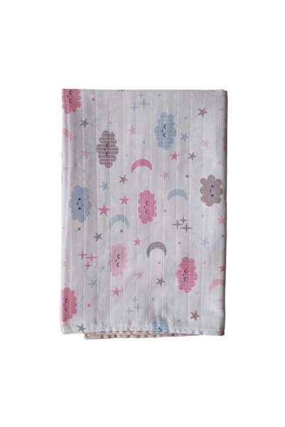 Aysalife home tekstil بطانية أطفال موسلين قطن عضوي 100% مقاس 80 × 90 نمط سحابة