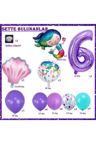 Patladı Gitti 6 Year Old Mermaid Themed Birthday Party Celebration Set Concept 2