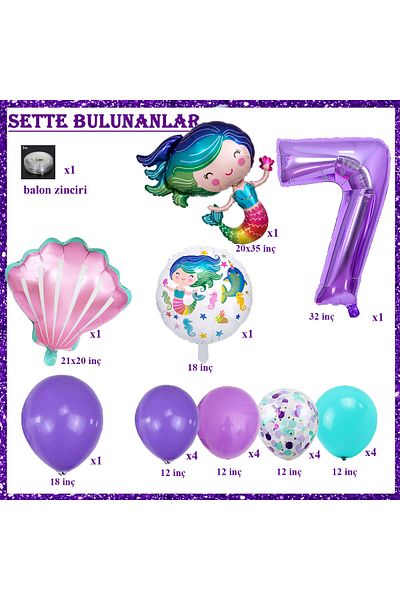 Patladı Gitti 7 Year Old Mermaid Themed Birthday Party Celebration Set Concept 2