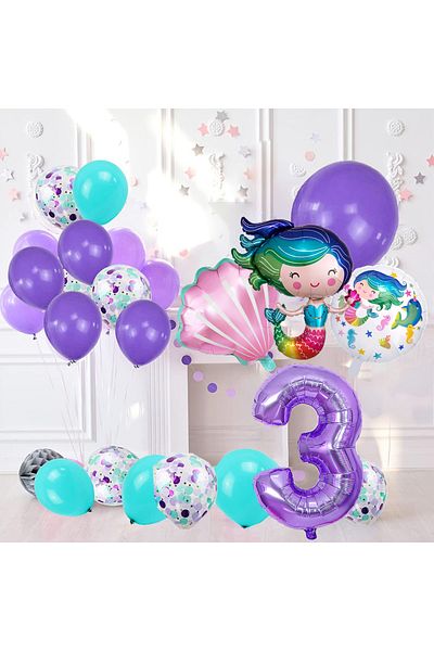 Patladı Gitti 3 Year Old Mermaid Themed Birthday Party Celebration Set Concept 2