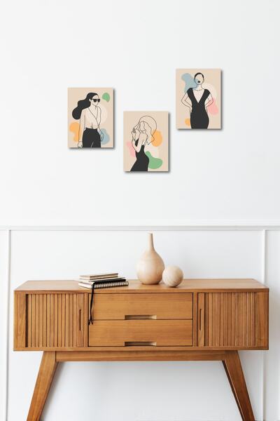 FourArts Tablou decorativ Minimalist Women Design Set de pictură din lemn din...