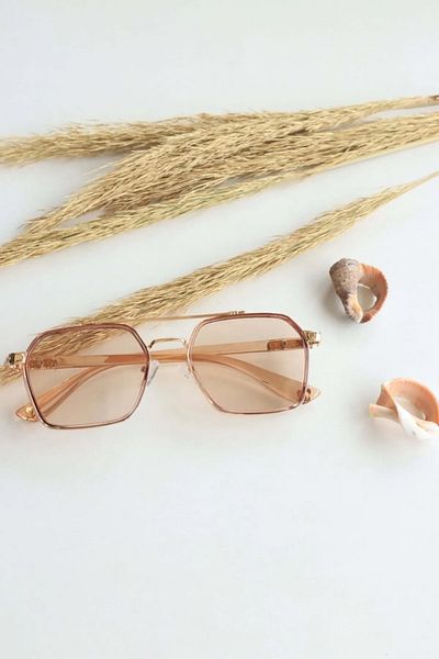 LOOKUP Unisex Uv400 Protected Honey Color Square Women's Sunglasses