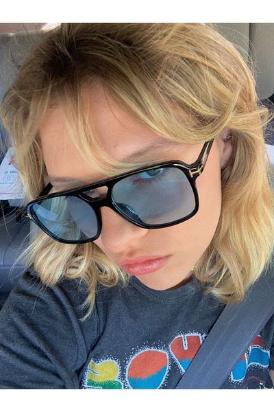 LOOKUP Metal Silver Frame Blue Cat Eye Women's Sunglasses