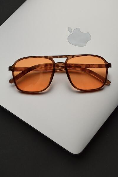 LOOKUP Unisex Oval Black Yellow Black Frame Glass Sunglasses