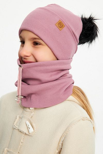 Babygiz Baby Girl Child Fur Pompom Hat Beanie Neck Collar Set Comfortable 100% Cotton Camisole