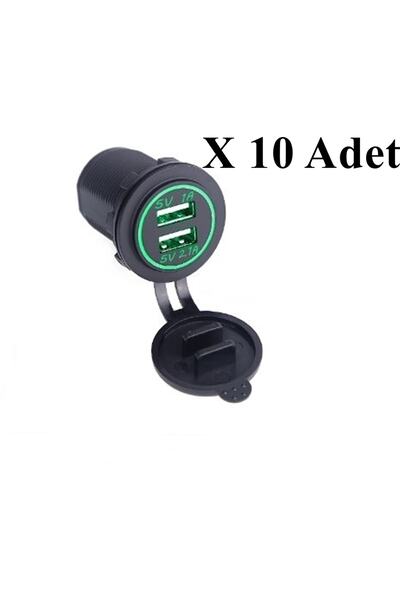Autoline Araç, Karavan, Tekne, Motosiklet Uyumlu Çift Port Usb Şarj 10 Adet