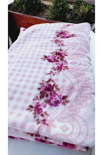 Padişah Dried Rose Floral Double Mink Blanket