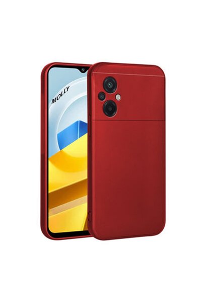 Molly Technology جراب سيليكون غير لامع باللون الأحمر الداكن لهاتف Poco M5