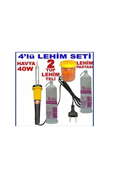 abnturk Kalem Havya Lehim Seti 4lü Lehim Seti,2 Tüp Lehim,40w Kalem Havya Lehim Pastası 4 Lü Lehim Seti
