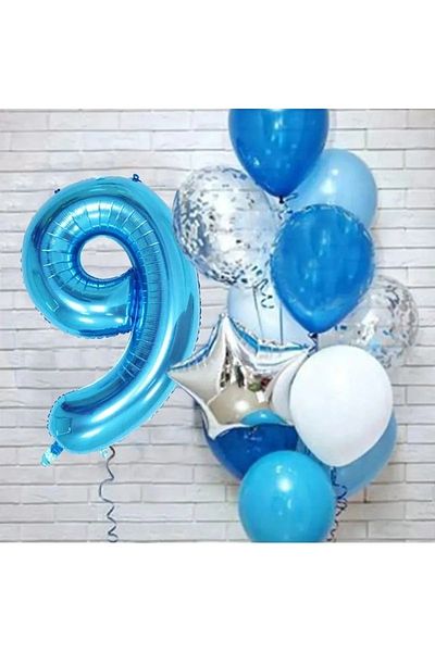 DÜVENCİ TİCARET Blue Age Balloon Set -1-2-3-4-5-6-7-8-9