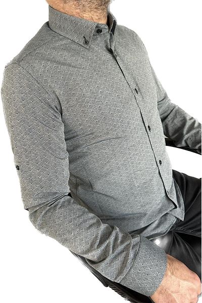 BENESSE Dobby Long Sleeve Men's Slim Fit Shirt