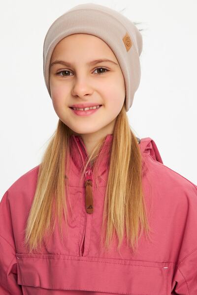 Babygiz Kız Bebek Çocuk Kürk Ponponlu Şapka Bere Rahat %100 Pamuklu Kaşkorse