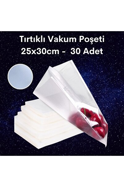 Vakur Tırtıklı Vakum Makinesi Poşeti- Torbası - 25x30 Cm - 30 Adet