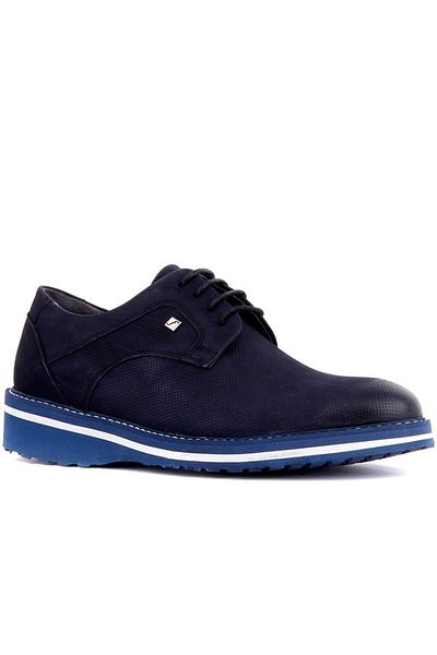 Fosco 8071 Nubuck Navy Blue Men's Genuine Leather Classic Shoes
