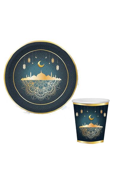 kidspartim Ramadan Themed Plate Glass 8 Pieces