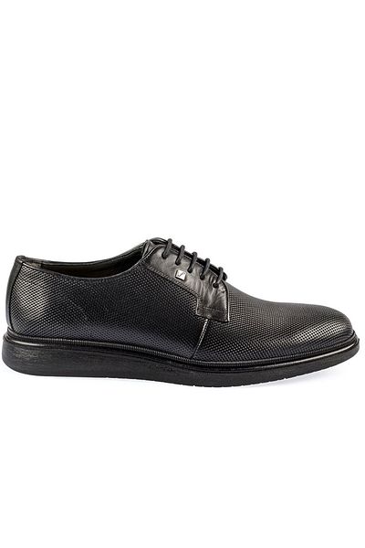Fosco Lace-up Black Genuine Leather Men's Casual Shoes 9125 660