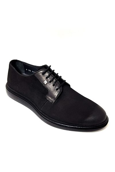 Fosco Black Nubuck Leather Lace-Up Men's Shoes 9125 983 46