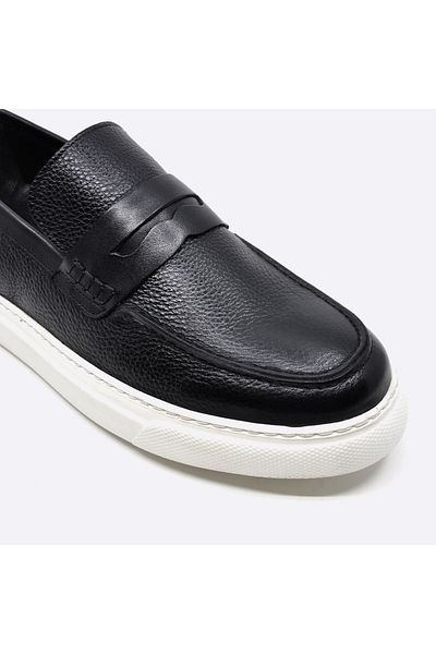 Fosco Genuine Leather Men's Black Casual Shoes 9808 100