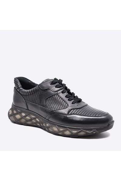 Fosco Genuine Leather Black Sneaker Men's Shoes 9828 100