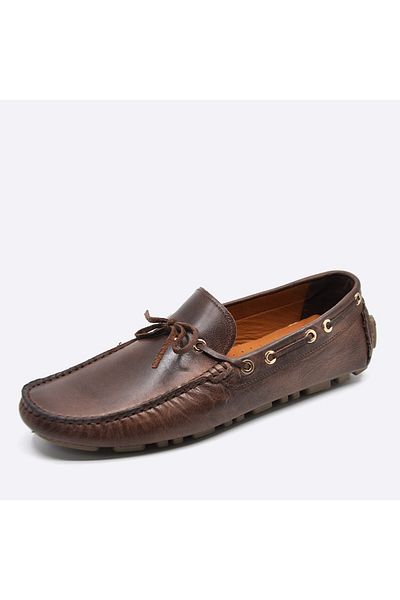 Fosco Genuine Leather Brown Flotter Summer Loafer Men's Shoes 9845