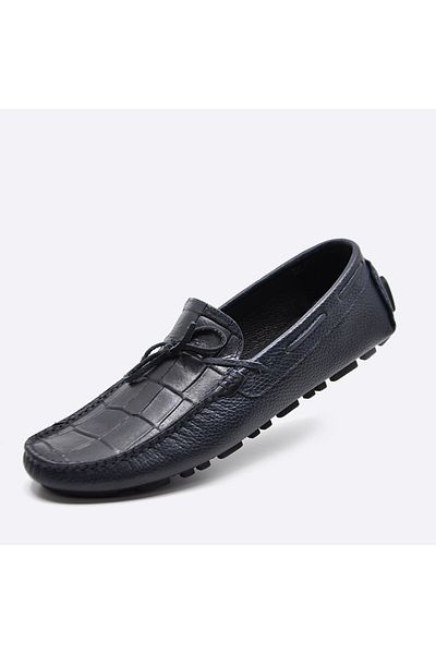 Fosco Genuine Leather Navy Blue Flotter Summer Loafer Men's Shoes 9845