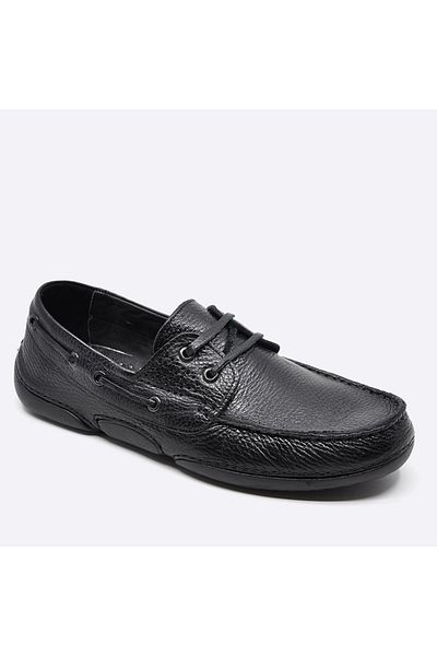 Fosco Genuine Leather Lace-Up Casual Men's Shoes Black 9843 100