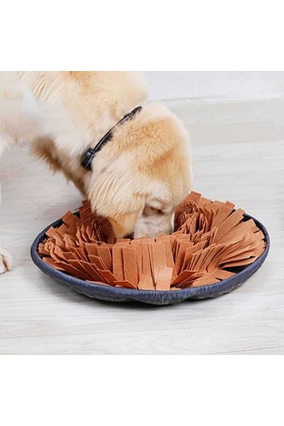 TİNEKE Dog Slow Feeding Mat Food Puzzle Mat - Dog Interactive Toy Brown